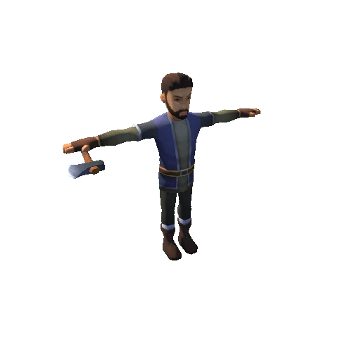 Male Peasant 03D-Axe